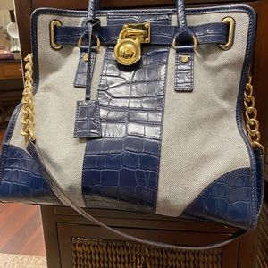 MK Navy and Linen Tote